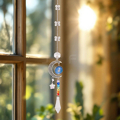 2Pcs Glass Butterfly & Cone Hanging Suncatchers HJEW-TADJ0021-1