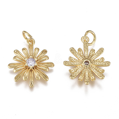 Brass Micro Pave Cubic Zirconia Pendants ZIRC-F111-01G-08-1