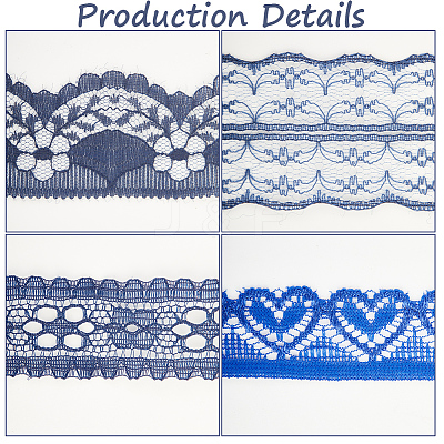 4 Styles Polyester Lace Trim OCOR-GF0005-25A-1