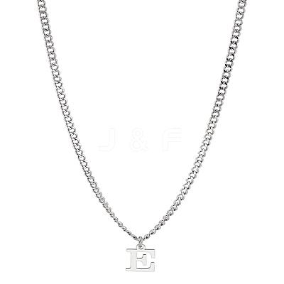 1Pc 304 Stainless Steel Letter Pendant Necklaces NJEW-LP0001-33E-P-1