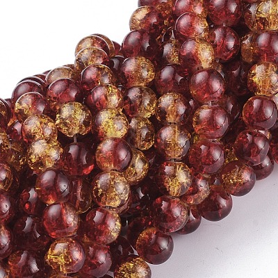 1Strand Two Tone Transparent Crackle Glass Round Beads Strands X-CCG-Q002-8mm-10-1