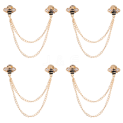 4Pcs Bee Zinc Alloy Rhinestone Fringed Brooches JEWB-FH0002-33KCG-1