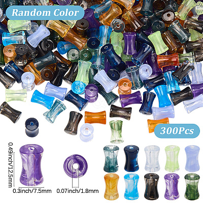 300Pcs Transparent Acrylic Beads Ink Wind Gradient Effect OACR-SP0001-64-1