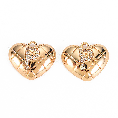 Brass Micro Pave Clear Cubic Zirconia Pendants KK-S360-144P-NF-1