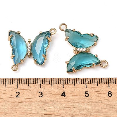Brass Pave Faceted Glass Connector Charms X-FIND-Z020-04U-1