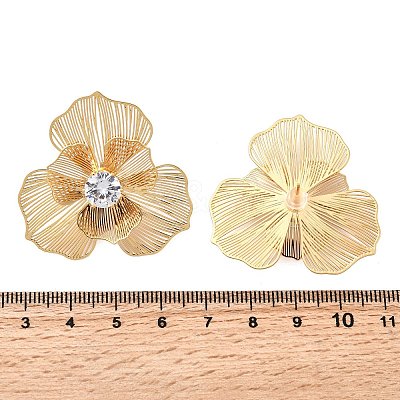 Flower Brass Micro Pave Cubic Zirconia Stud Earrings EJEW-F391-07G-01-1