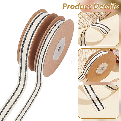 2 Rolls 2 Styles Cotton Striped Ribbons OCOR-WR0001-56B-1