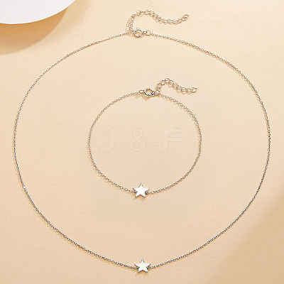 Star 925 Sterling Silver Pendant Necklace & Link Bracelet FE3395-6-1