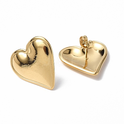 Ion Plating(IP) 304 Stainless Steel Heart Stud Earrings for Women X-EJEW-F300-16G-1