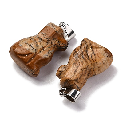 Natural Picture Jasper Pendants G-B127-07P-09-1