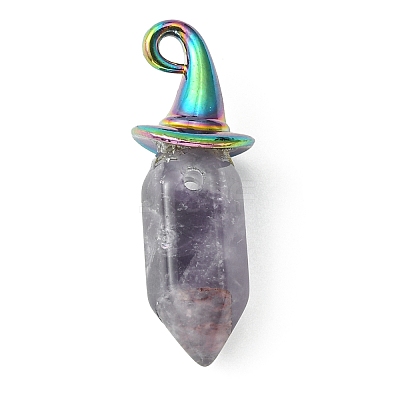 Natural Mixed Gemstone Pointed Pendants PALLOY-JF02182-1