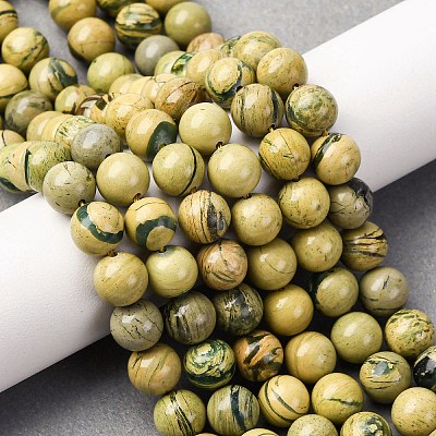 Natural Verdite Stone Beads Strands G-C242-03-8mm-1
