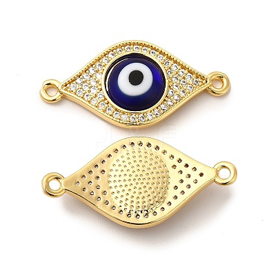 Rack Plating Real 18K Gold Plated Brass Micro Pave Clear Cubic Zirconia Connector Charms ZIRC-L102-02G-04-1