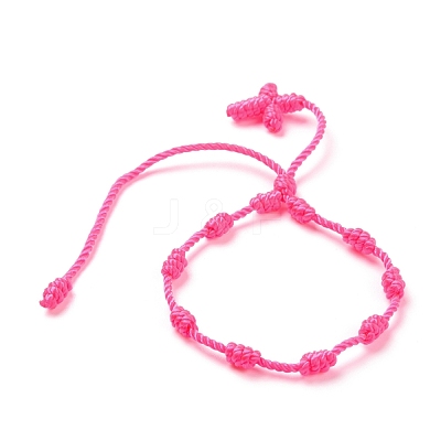 Polyester Braided Knot and Cross Cord Bracelet BJEW-A099-04-1