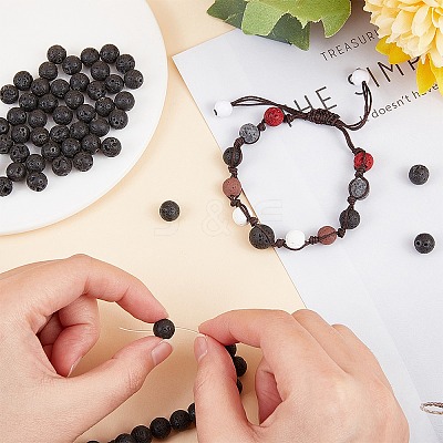 Synthetic Lava Rock Beads Strands X-G-S277-8mm-01-1