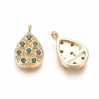 Brass Micro Pave Cubic Zirconia Pendants KK-D156-07G-D-1