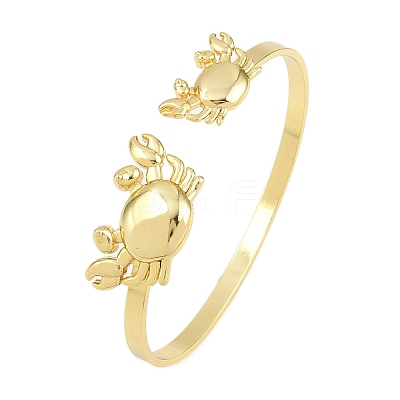 Marine Organism Brass Cuff Bangles for Women BJEW-D368-03C-G-1