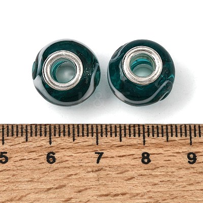 Rondelle Handmade Gold Sand Lampwork European Large Hole Beads X-LPDL-R007-07A-1
