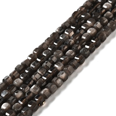 Natural Silver Sheen Obsidian Beads Strands G-D467-A01-1