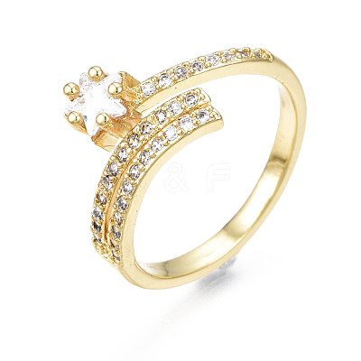 Exquisite Cubic Zirconia Star Cuff Ring RJEW-N035-056-NF-1