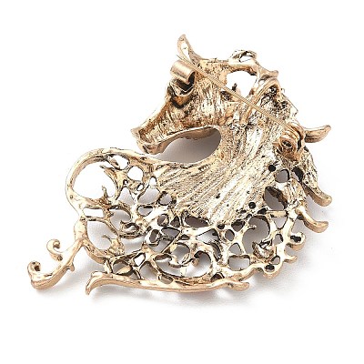 Horse Head Alloy Rhinestone Brooch JEWB-K039-07KCG-1