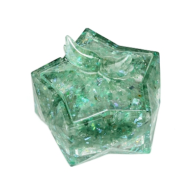 Resin Storage Box & Natural Green Aventurine Chips Decorations PW-WG11533-02-1