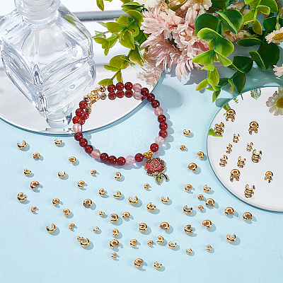 150Pcs 3 Sizes Brass Crimp Beads Covers KK-UN0003-82-1