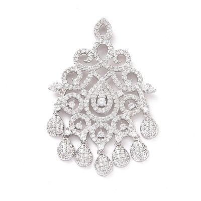 Eco-friendly Brass Micro Pave Clear Cubic Zirconia Big Pendants KK-D079-01P-1