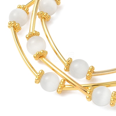 Cat Eye Round Beads Multi-strand Bracelets for Women BJEW-JB12338-02-1