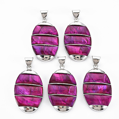 Natural Abalone Shell/Paua Shell Big Pendants SHEL-N333-009A-B02-1