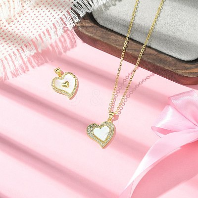 2Pcs 2 Styles Brass Pave Natural Shell Pendants KK-CJ0003-40A-1