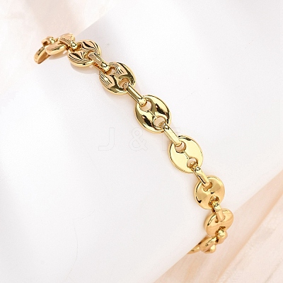 304 Stainless Steel Pig Nose Shape Link Chain Bracelets for Women BJEW-F527-09G-1