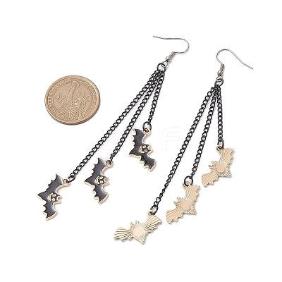 Halloween Themed Bat Alloy Enamel Dangle Earrings EJEW-JE06071-1