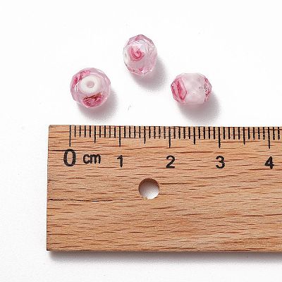 Handmade Silver Foil Glass Lampwork Beads Strands LAMP-R141-8mm-14-1
