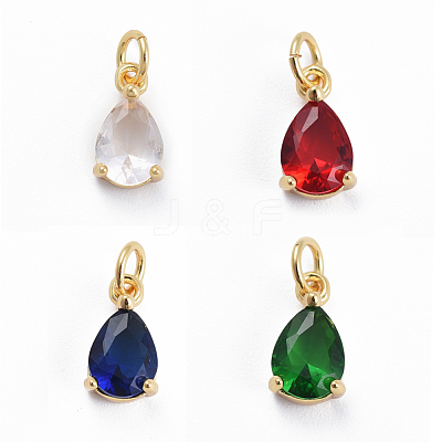Brass Micro Pave Cubic Zirconia Pendants ZIRC-E164-64G-1