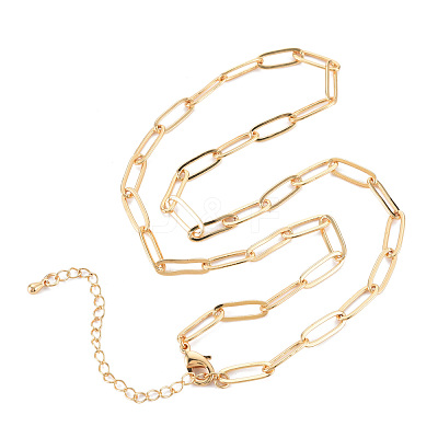 Brass Paperclip Chain Necklace Making KK-S356-575-NF-1