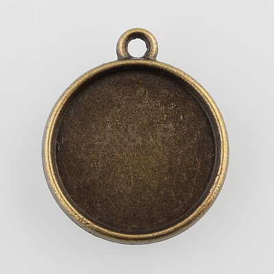 Vintage Flat Round Alloy Pendant Cabochon Settings PALLOY-N0088-40AB-NF-1
