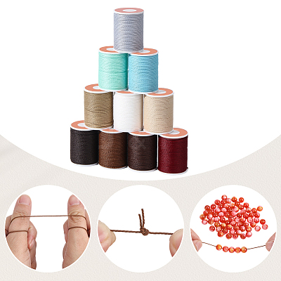 11 Rolls 11 Colors Round Waxed Polyester Cord YC-PA0001-01-1
