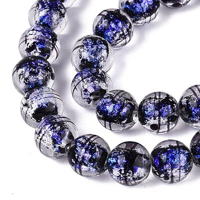 Handmade Foil Glass Lampwork Beads Strands FOIL-Q002-09A-1
