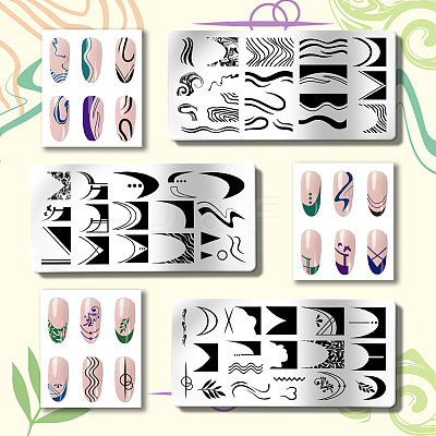 Stainless Steel DIY Nail Art Templates MRMJ-WH0092-001-1