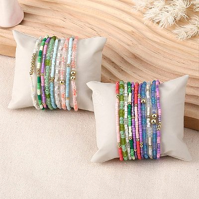 20Pcs 20 Colors Glass Seed Beaded Stretch Bracelet Sets BJEW-SW001593-1