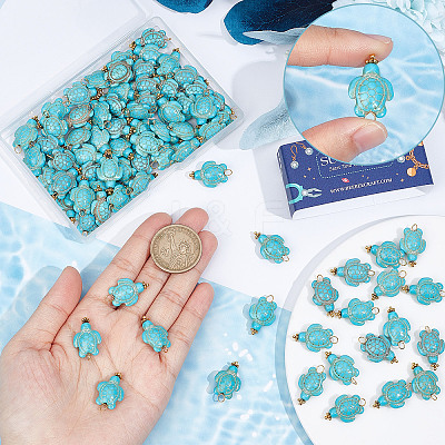 80Pcs Dyed Synthetic Turquoise Pendants FIND-SC0003-90-1