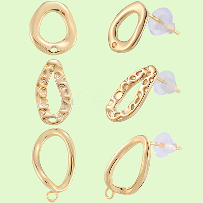 18Pcs 3 Styles Brass Stud Earrings KK-BBC0018-60-1