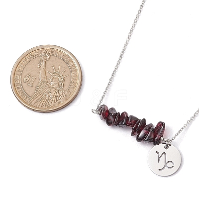 Natural Garnet Chip & Constellation Pendant Necklaces NJEW-JN05084-10-1
