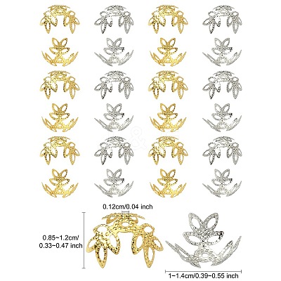 600Pcs 2 Colors Plated Iron Fancy Bead Caps IFIN-YW0003-15-1
