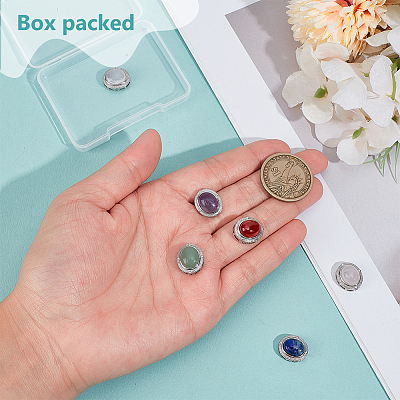 6Pcs 6 Styles Brass Pave Natural Amethyst & Rose Quartz & White Agate & Green Aventurine & Carnelian & Lapis Lazuli Multi-Strand Links KK-BC0015-16-1