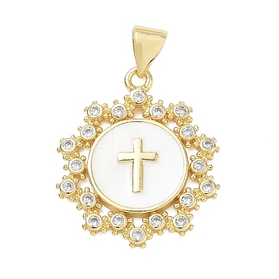 Religion Cross Brass Micro Pave Clear Cubic Zirconia Pendants CU-CBA83A6-03D-G02-1