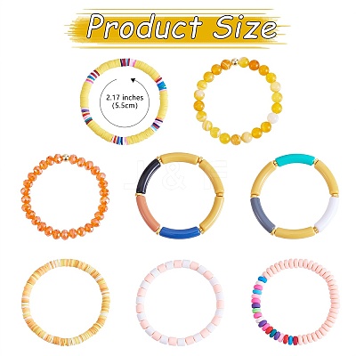 8Pcs 6 Style Synthetic Imperial Jasper & GLass Beaded Stretch Bracelets Set BJEW-SW00086-02-1