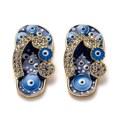 Brass Clear Cubic Zirconia Pendants KK-B028-10G-B-1
