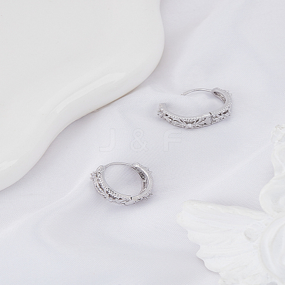 1 Pair Brass Micro Pave Clear Cubic Zirconia Hoop Earrings EJEW-LP0004-68P-1